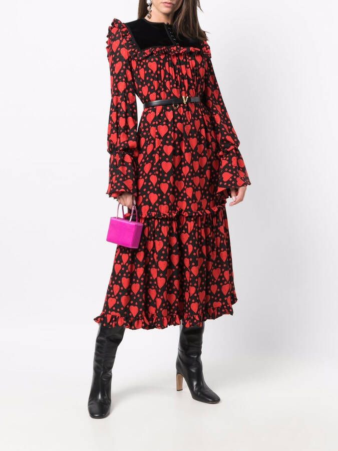 Saint Laurent Maxi-jurk met print Rood