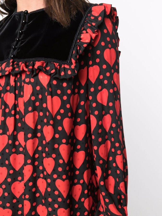 Saint Laurent Maxi-jurk met print Rood