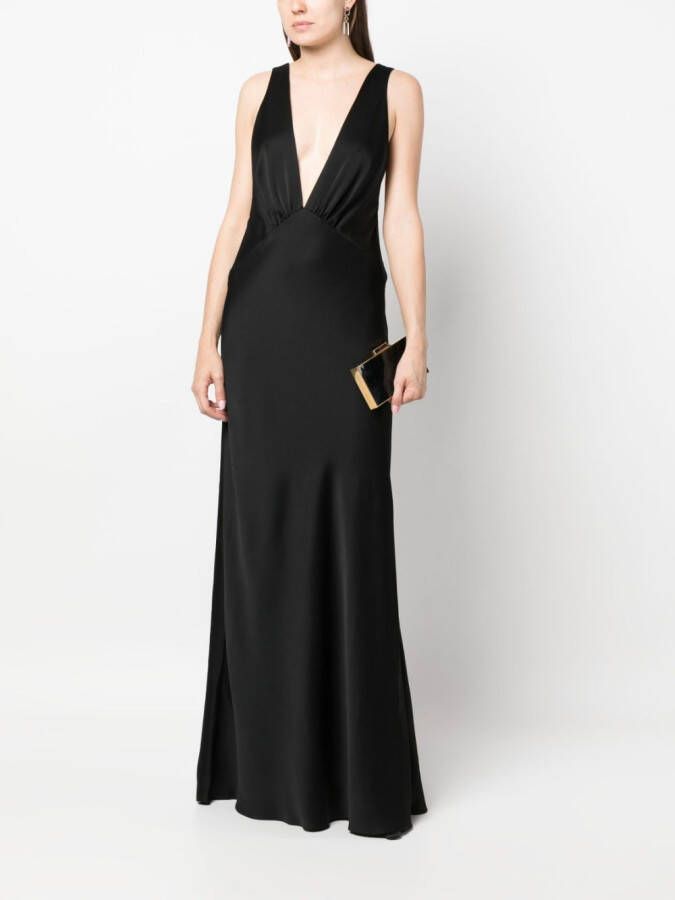 Saint Laurent Maxi-jurk met V-hals Zwart