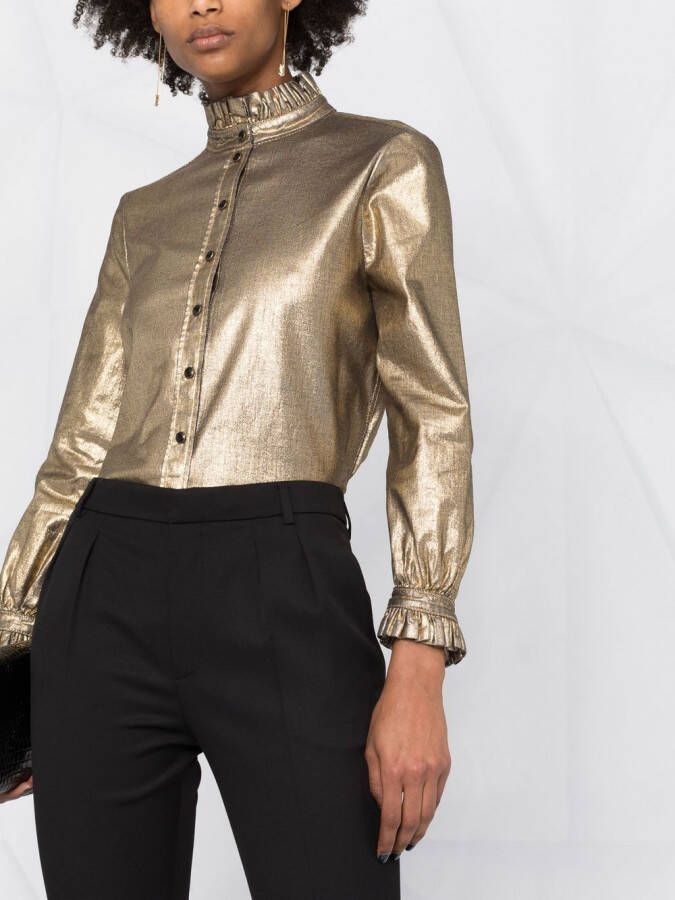 Saint Laurent Metallic blouse Geel