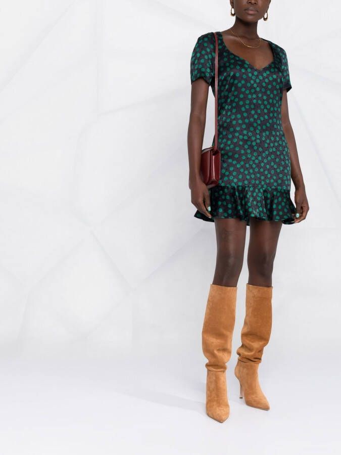 Saint Laurent Midi-jurk met korte mouwen Blauw