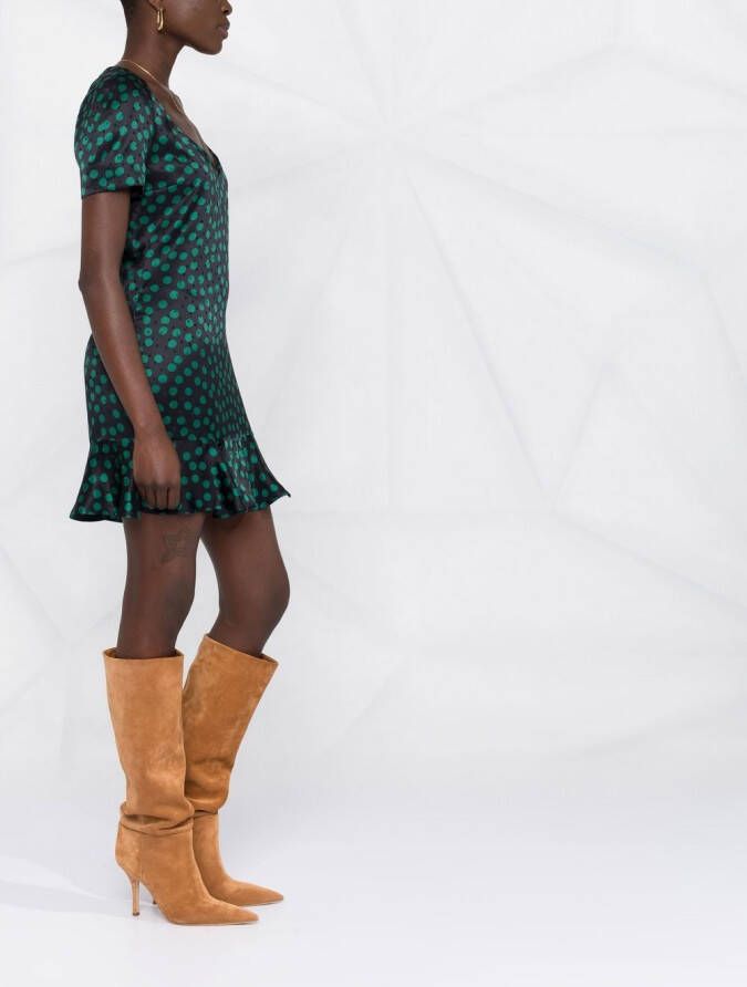 Saint Laurent Midi-jurk met korte mouwen Blauw