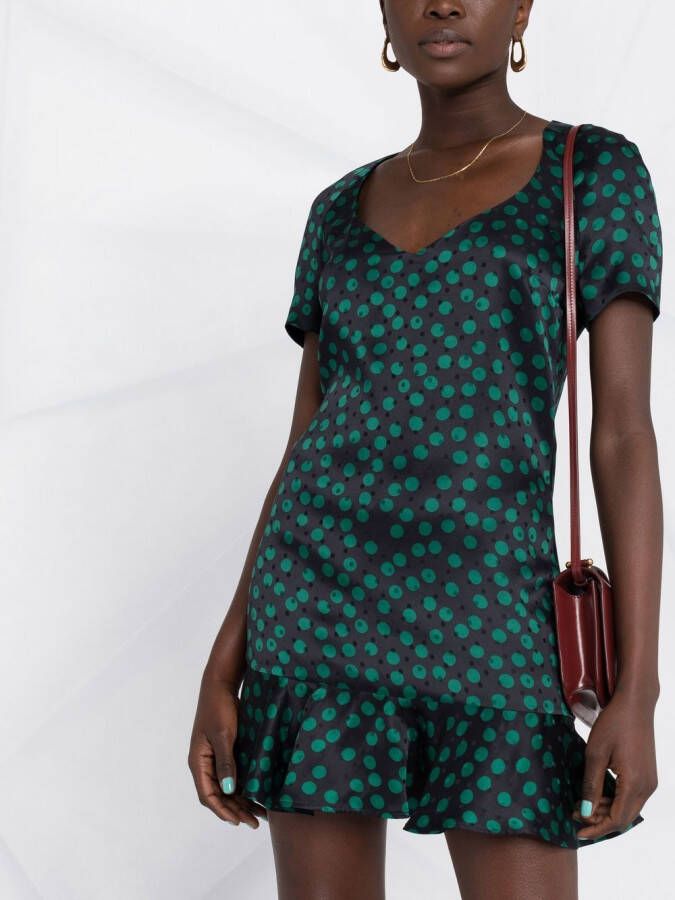 Saint Laurent Midi-jurk met korte mouwen Blauw