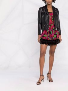 Saint Laurent Mini-jurk met bloemenprint Zwart