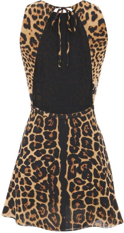 Saint Laurent Mini-jurk met luipaardprint Bruin