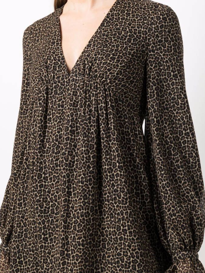 Saint Laurent Mini-jurk met luipaardprint Bruin