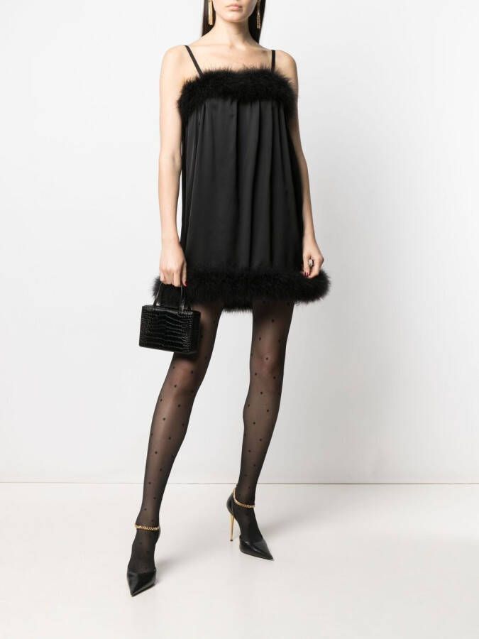 Saint Laurent Mini-jurk met veren Zwart