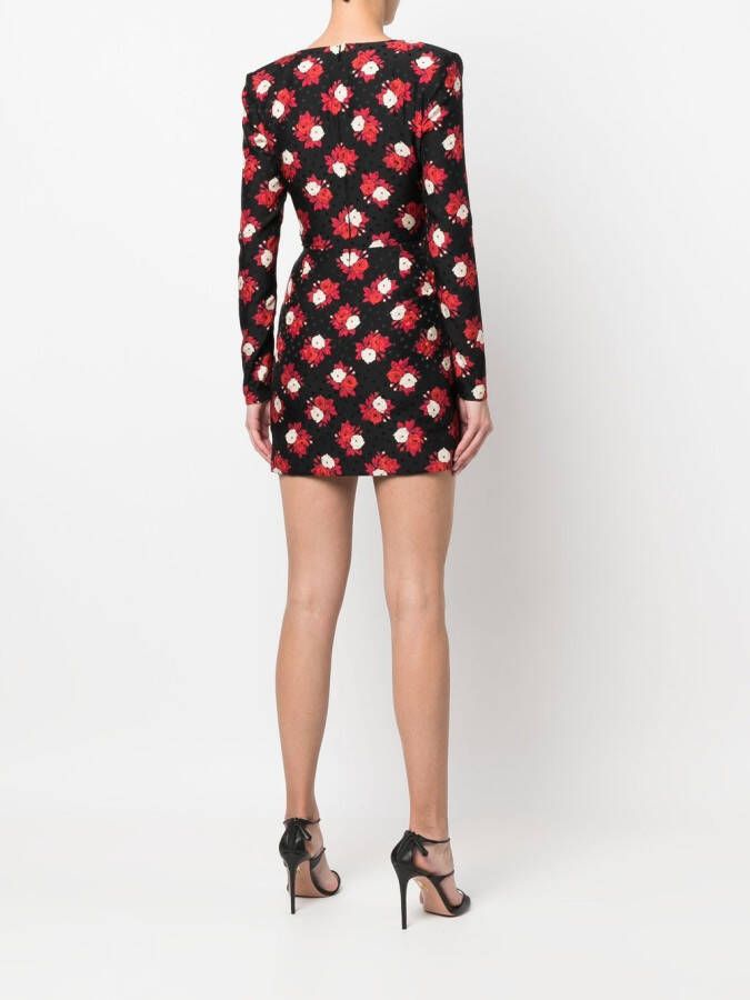 Saint Laurent Mini-jurk met watervalhals Zwart