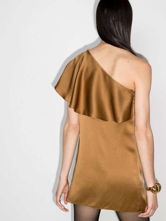 Saint Laurent Off-shoulder jurk Bruin