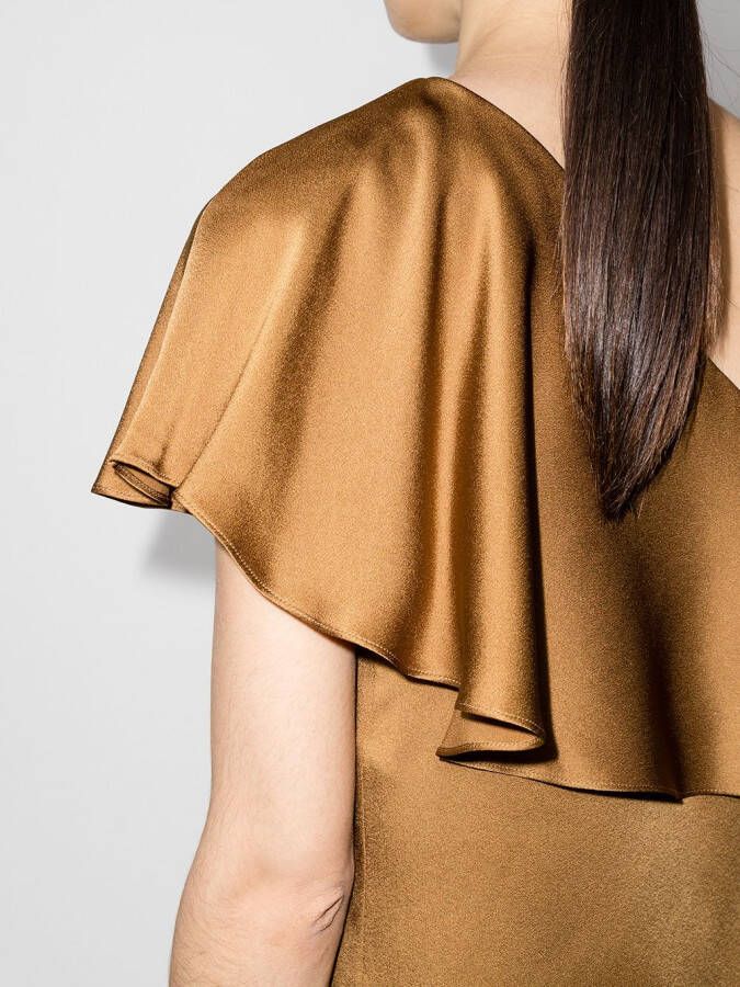 Saint Laurent Off-shoulder jurk Bruin