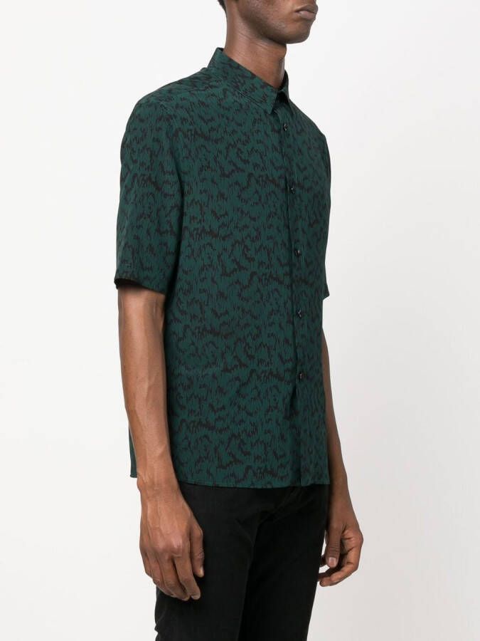 Saint Laurent Overhemd met abstracte print Groen