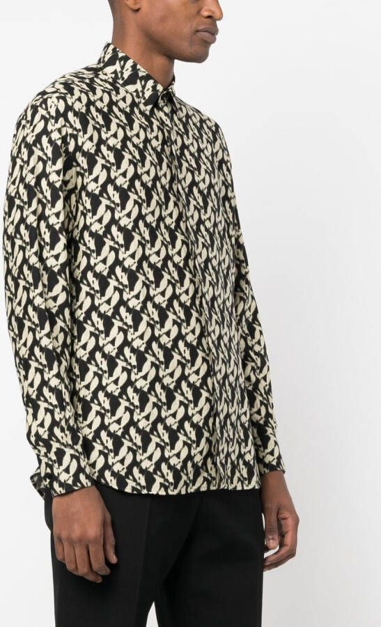 Saint Laurent Overhemd met abstracte print Zwart