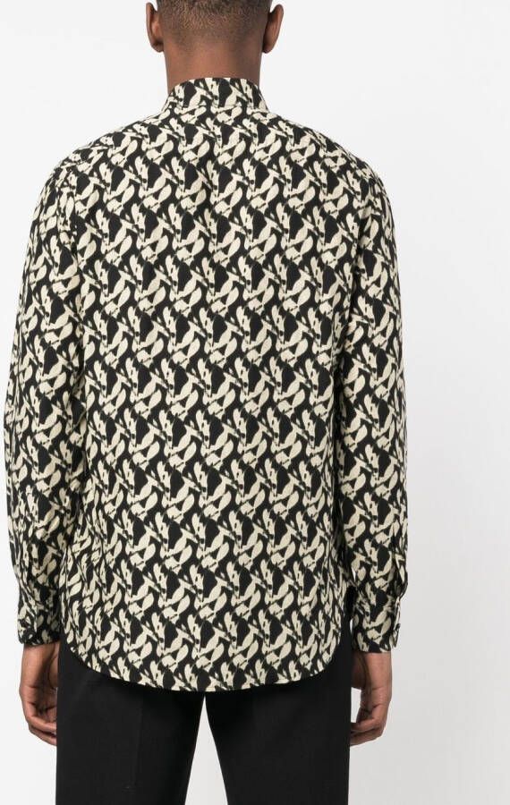 Saint Laurent Overhemd met abstracte print Zwart