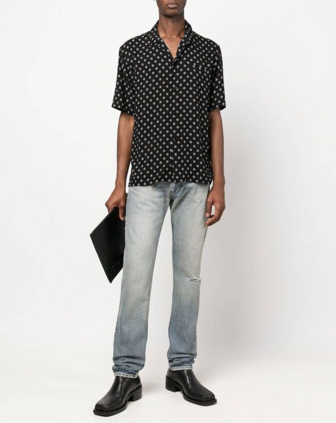 Saint Laurent Overhemd met abstracte print Zwart