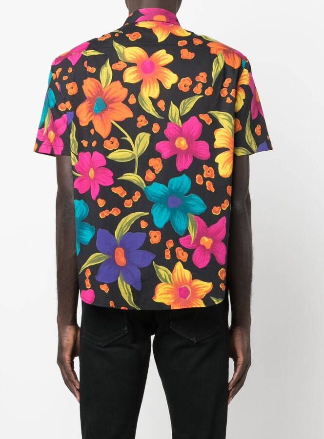 Saint Laurent Overhemd met bloemenprint Zwart