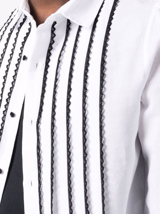 Saint Laurent Overhemd met contrasterend kant Wit