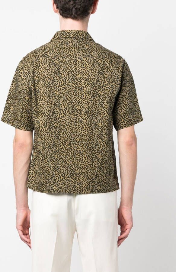 Saint Laurent Overhemd met luipaardprint Beige