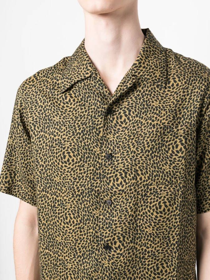 Saint Laurent Overhemd met luipaardprint Beige