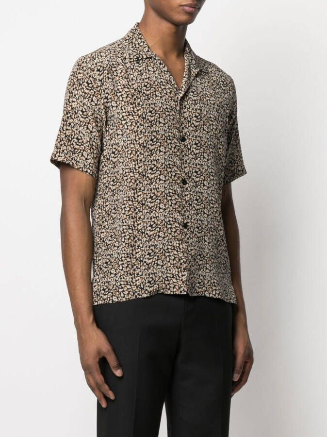 Saint Laurent Overhemd met luipaardprint Zwart