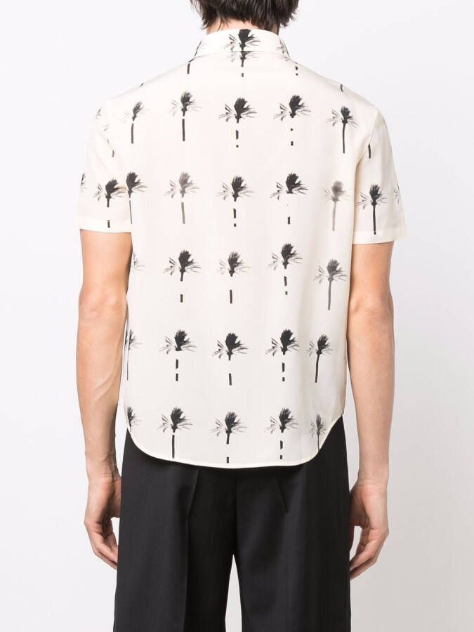 Saint Laurent Overhemd met palmboomprint Beige