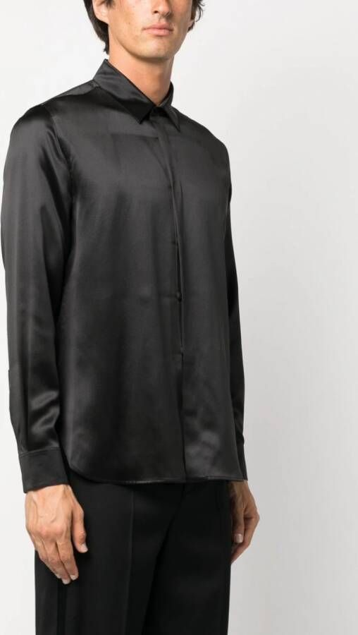 Saint Laurent Overhemd met satijnen afwerking Zwart