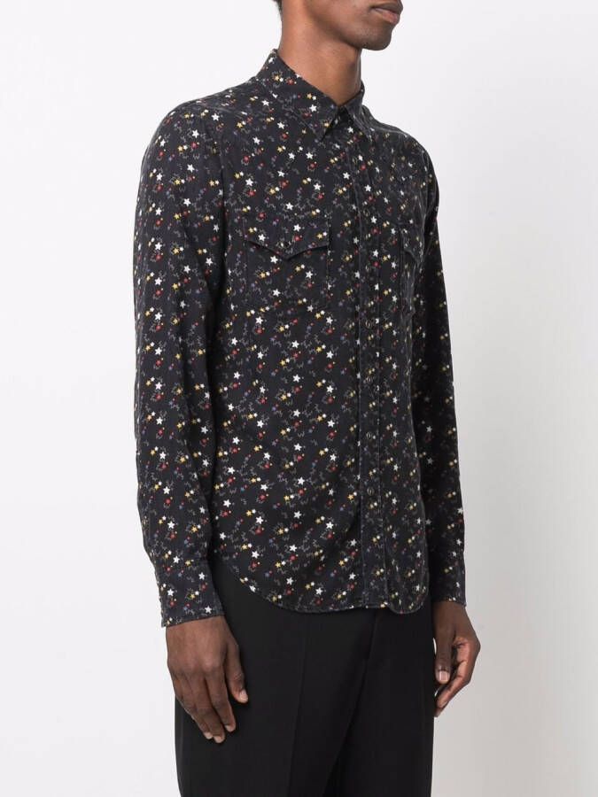 Saint Laurent Overhemd met sterrenprint Zwart