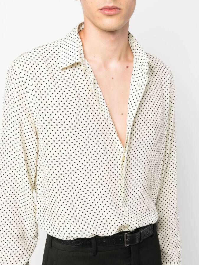 Saint Laurent Overhemd met stippen Beige