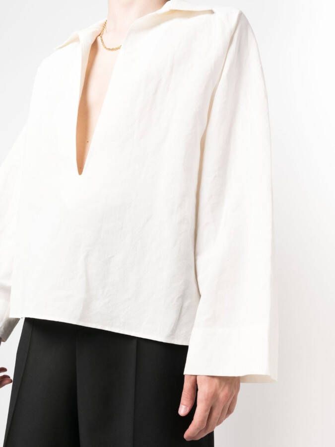 Saint Laurent Overhemd met V-hals Wit
