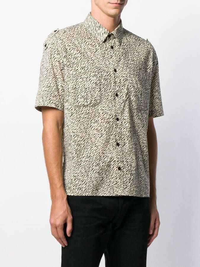 Saint Laurent Overhemd met zebraprint Beige