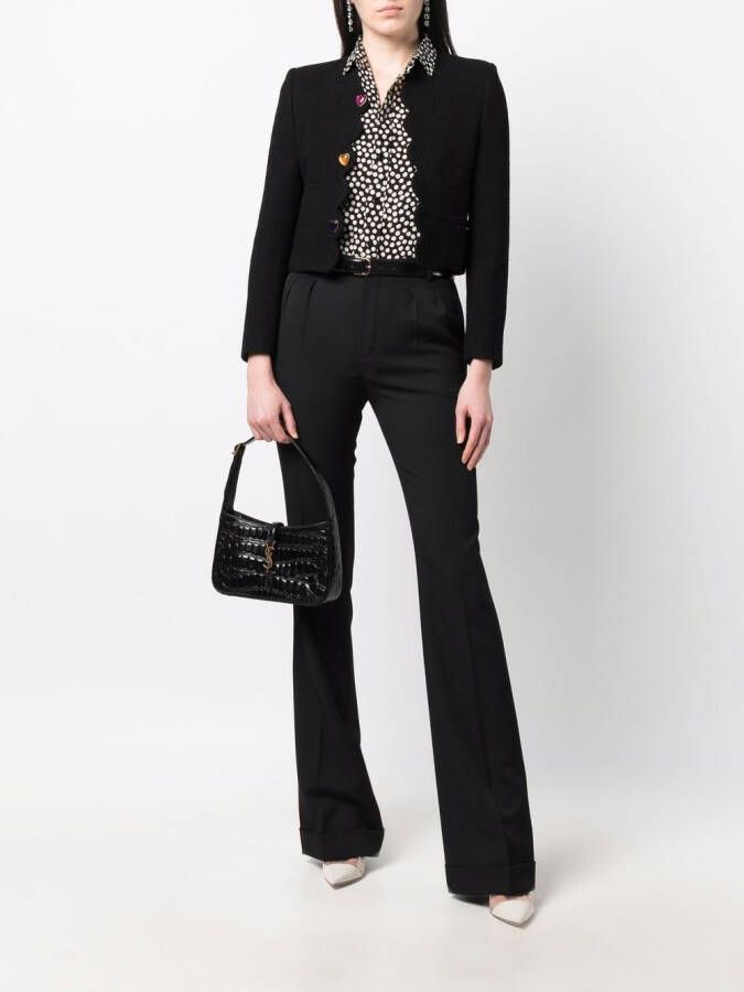 Saint Laurent Pantalon met geplooid detail Zwart