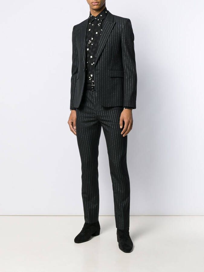 Saint Laurent Pantalon met metallic krijtstreep Zwart