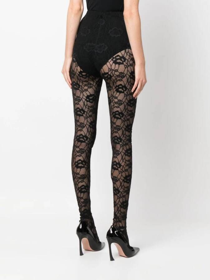 Saint Laurent Panty met kant Zwart