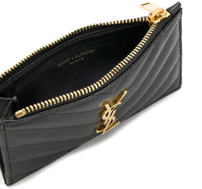 Saint Laurent Cassandre leren pasjeshouder Zwart