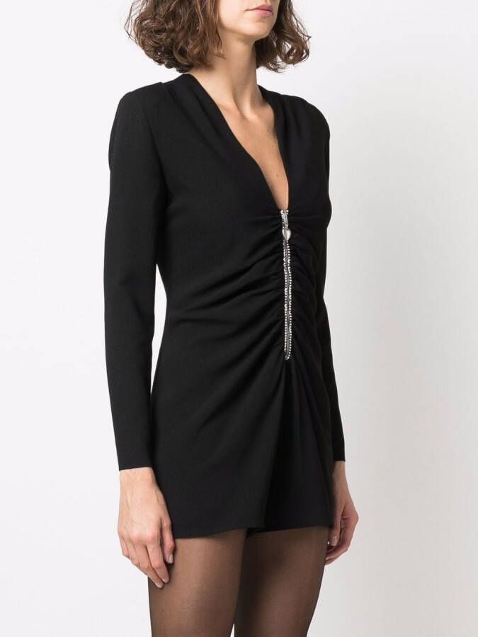 Saint Laurent Playsuit met ruches Zwart