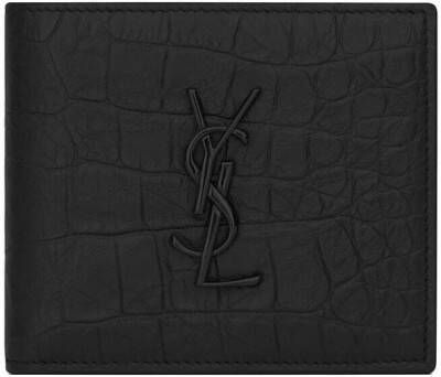 Saint Laurent Portemonnee met gekreukt-effect Zwart