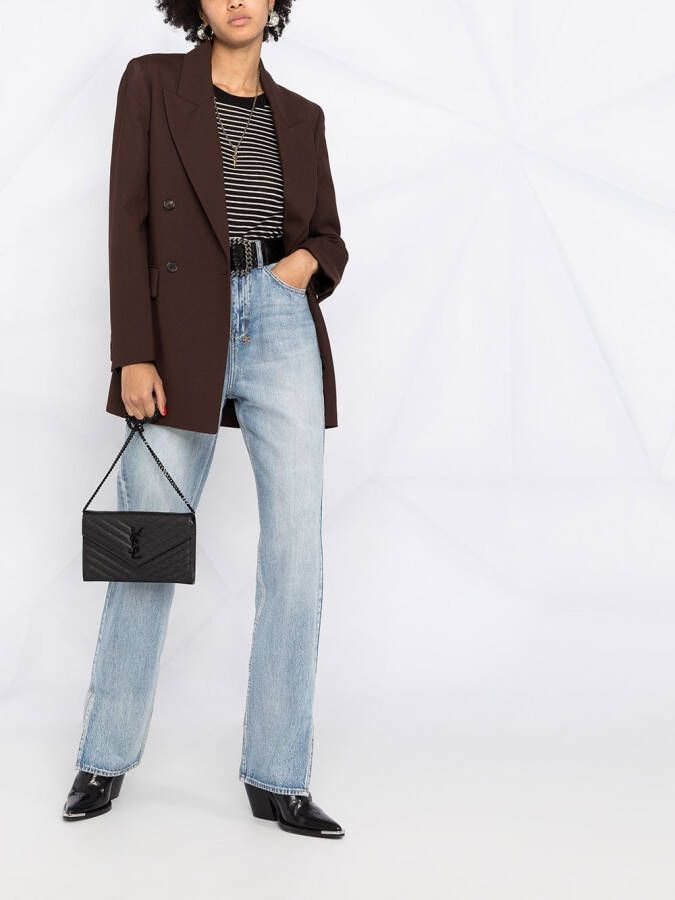 Saint Laurent Classic Cassandre portemonnee met ketting Zwart