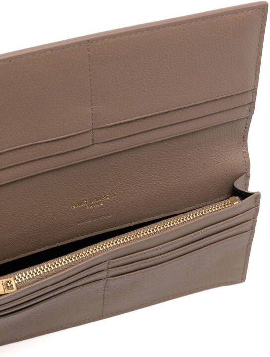 Saint Laurent Portemonnee met logoplakkaat Bruin