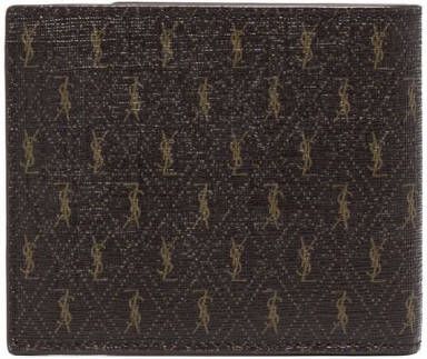 Saint Laurent Portemonnee met monogram Bruin