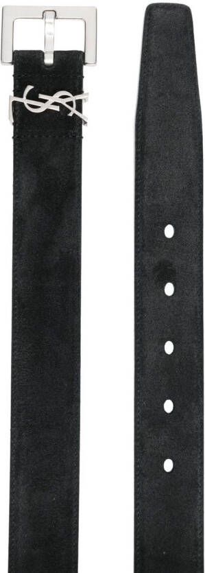 Saint Laurent Riem met logoplakkaat Zwart