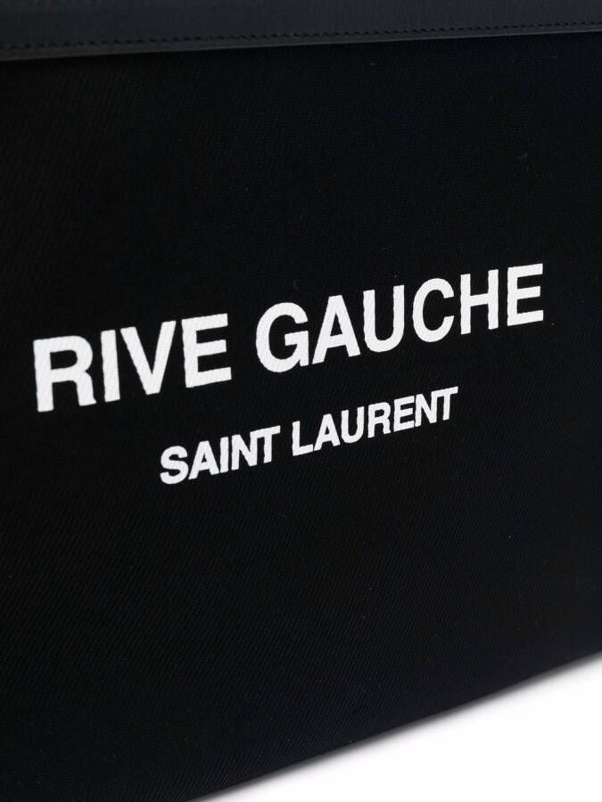 Saint Laurent Rive Gauche clutch met logoprint Zwart