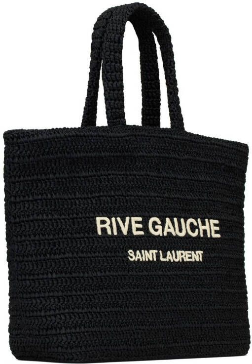 Saint Laurent Rive Gauche shopper met borduurwerk Zwart