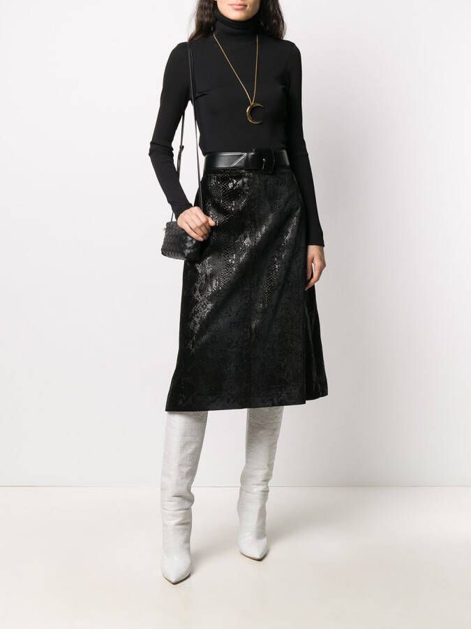Saint Laurent Rok met slangenhuid-effect Zwart