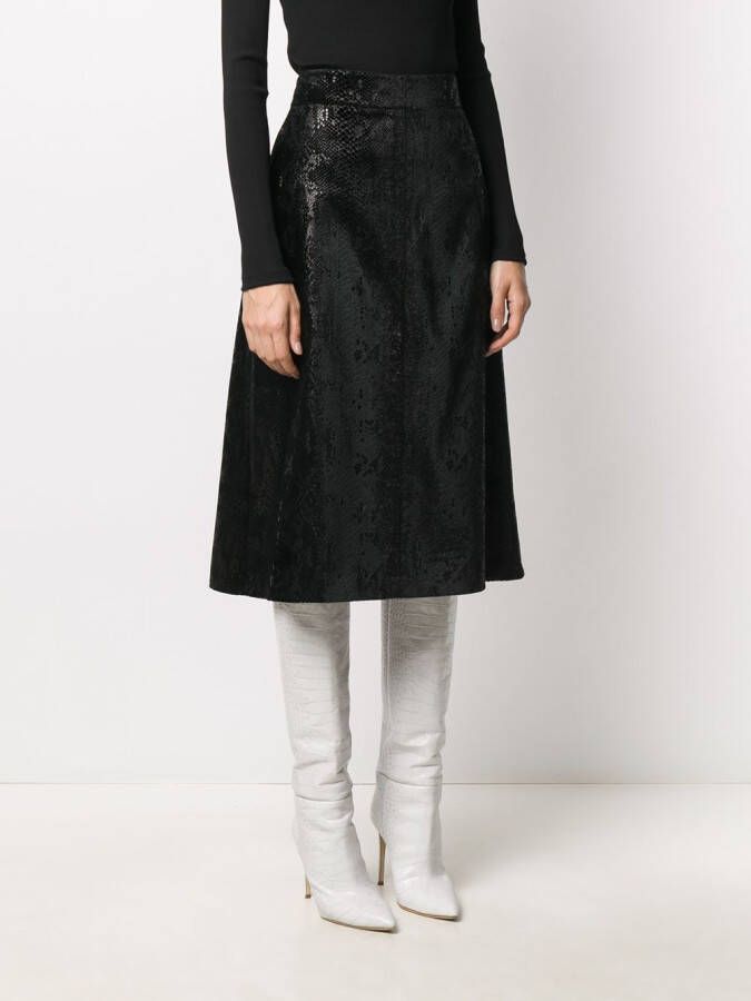 Saint Laurent Rok met slangenhuid-effect Zwart