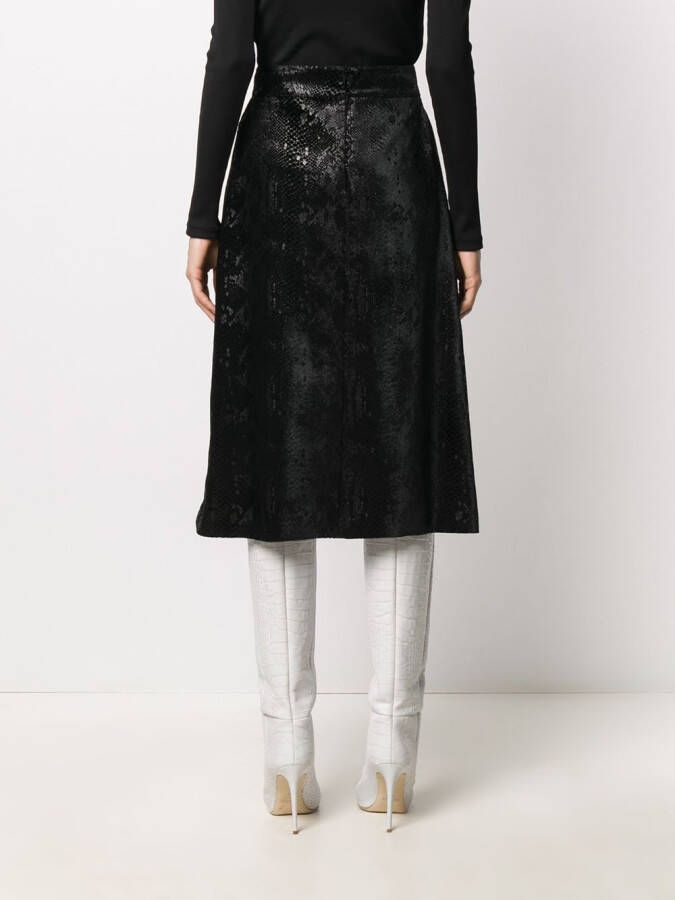 Saint Laurent Rok met slangenhuid-effect Zwart