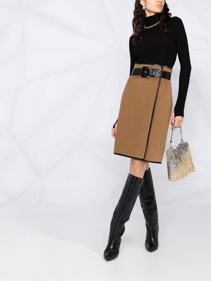 Saint Laurent Rok met wikkel-effect Beige