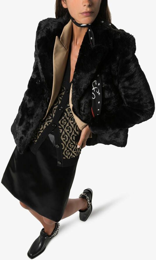 Saint Laurent Sailorjas van imitatiebont Zwart