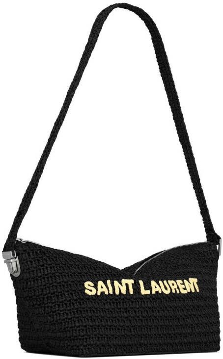 Saint Laurent Schoudertas met geborduurd logo Zwart