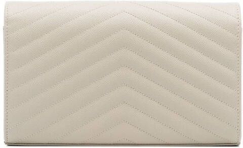 Saint Laurent Cassandra portemonnee met ketting Beige