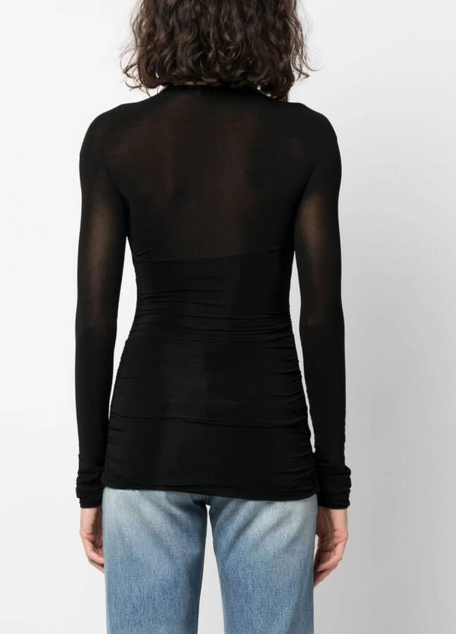 Saint Laurent Semi-doorzichtig T-shirt Zwart