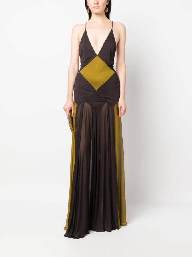 Saint Laurent Semi-doorzichtige avondjurk Bruin